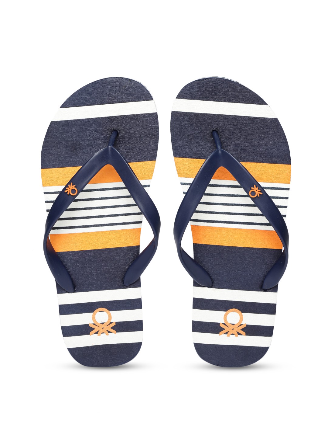 

United Colors of Benetton Men Navy Blue & White Striped Thong Flip-Flops