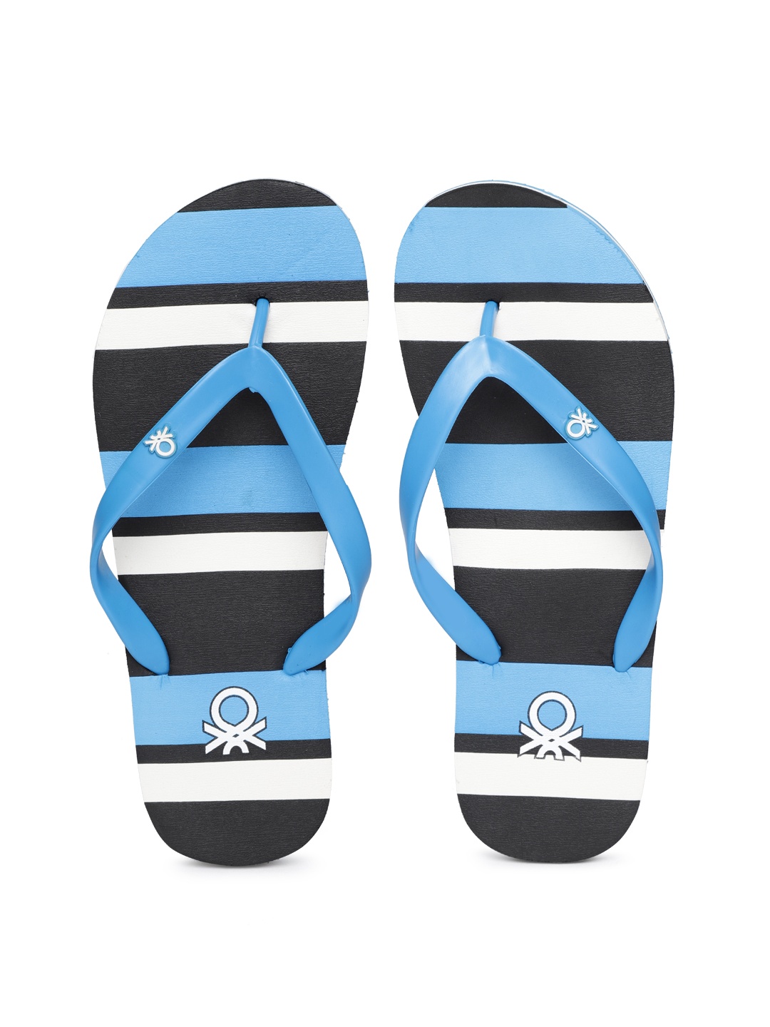 

United Colors of Benetton Men Blue & Black Striped Thong Flip-Flops