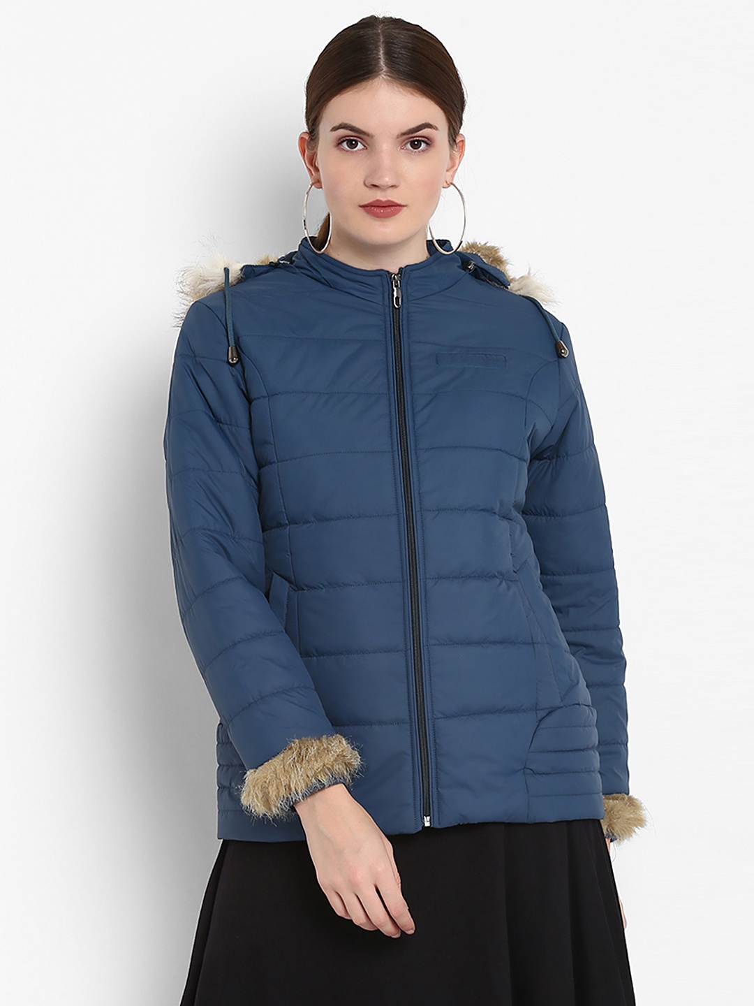 

Alsace Lorraine Paris Women Blue Solid Lightweight Puffer Jacket