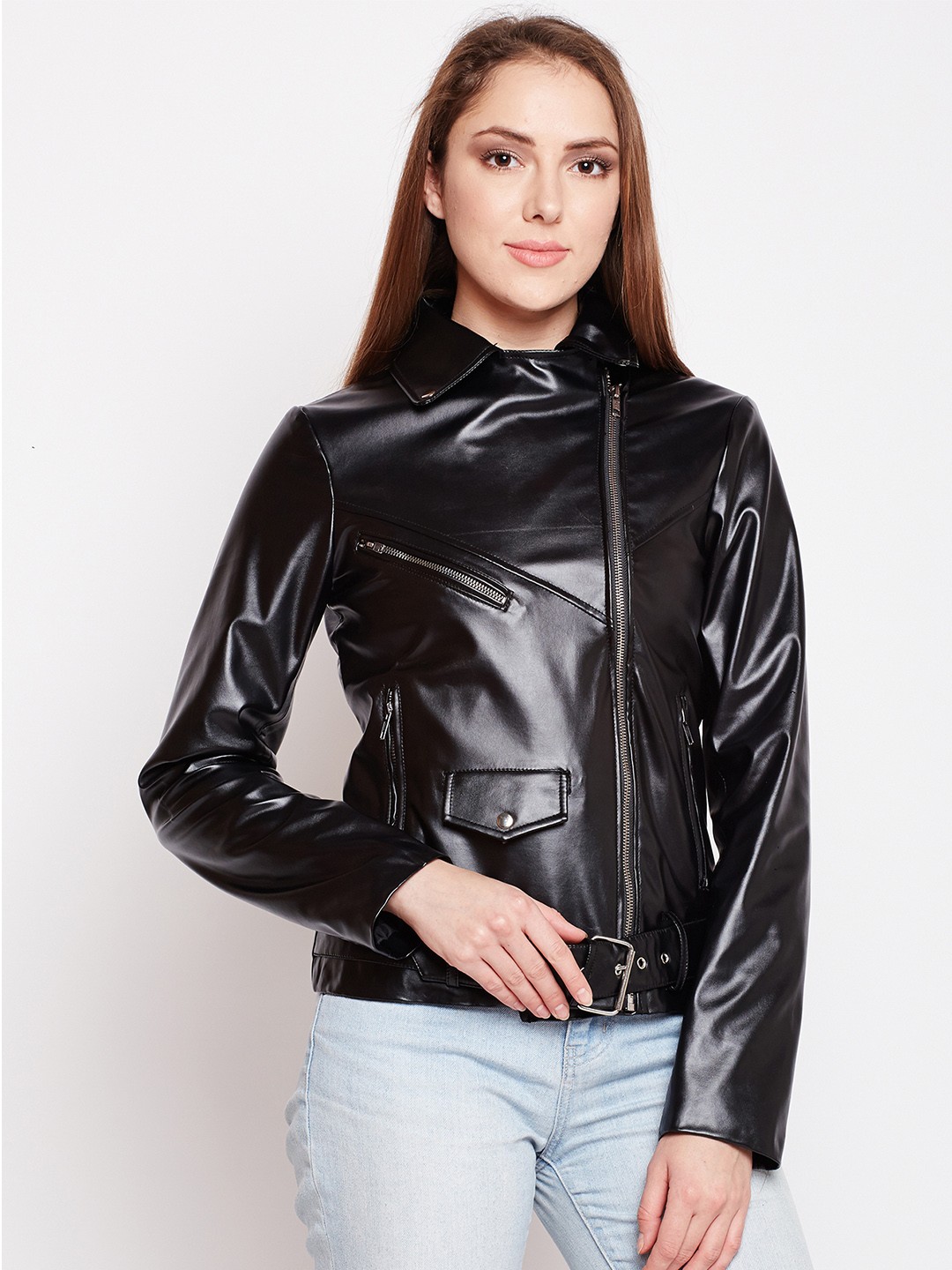 

Alsace Lorraine Paris Women Black Solid Lightweight Biker Jacket