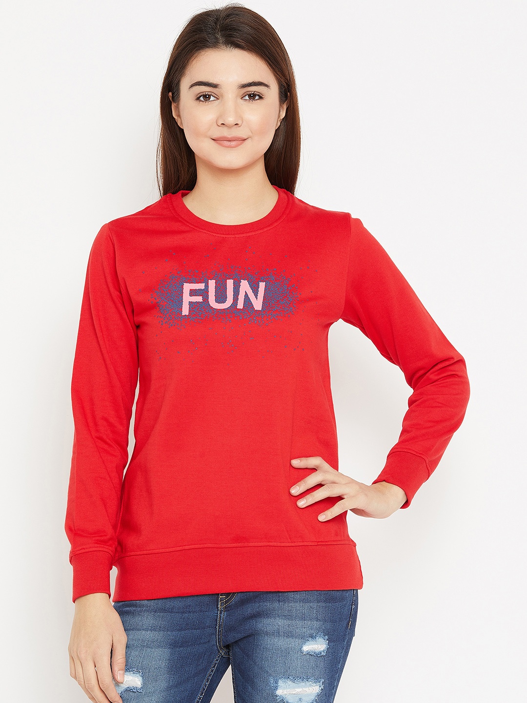 

Sweet Dreams Women Red Solid Sweatshirt