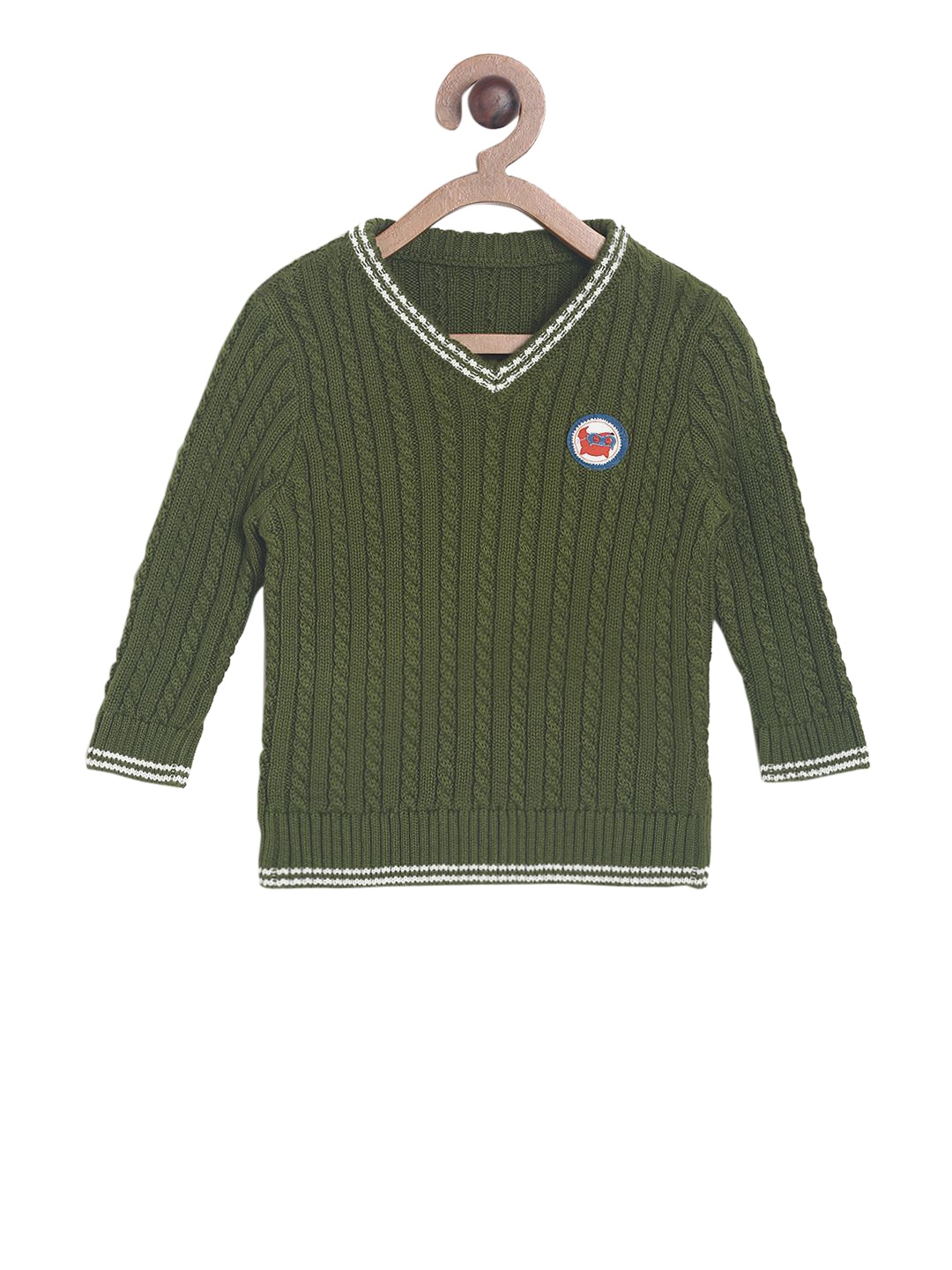 

MINI KLUB Boys Green Self Design Pullover Sweater