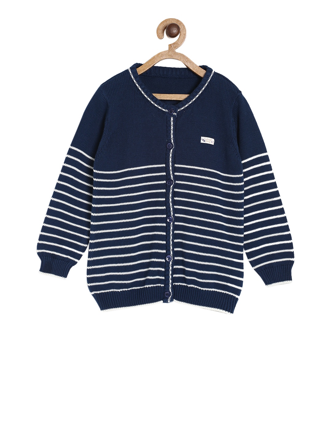 

MINI KLUB Girls Navy Blue & White Striped Cardigan