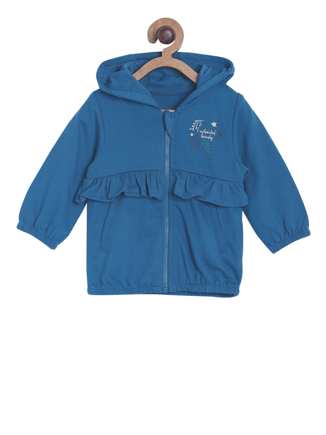 

MINI KLUB Girls Blue Solid Hooded Sweatshirt