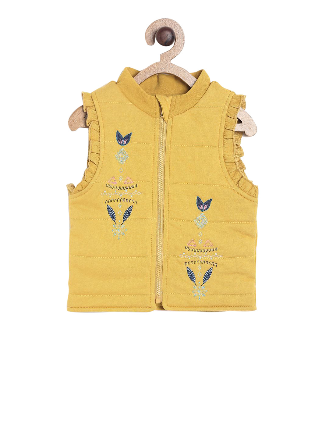 

MINI KLUB Girls Mustard Solid Tailored Jacket