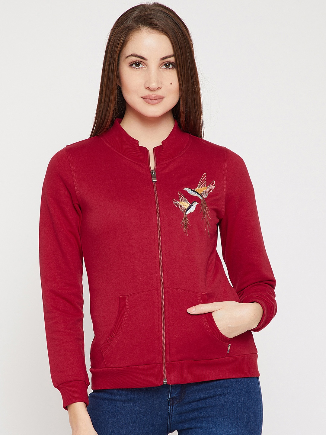 

RARE Women Red Solid Sweatshirt