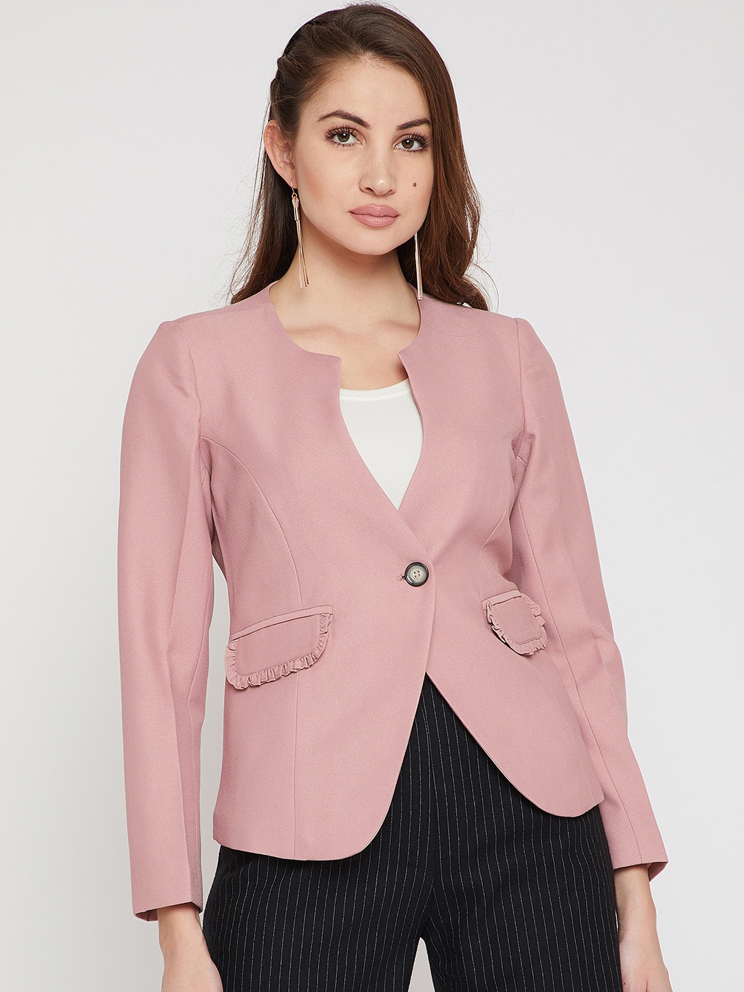 

RARE Women Pink Solid Tailored Jacket