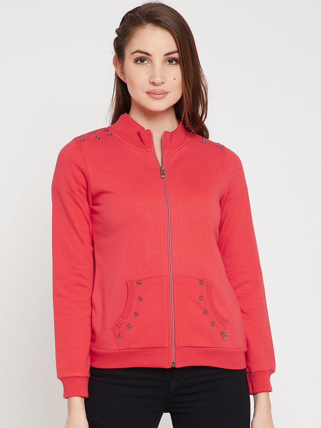

Marie Claire Women Red Solid Sweatshirt