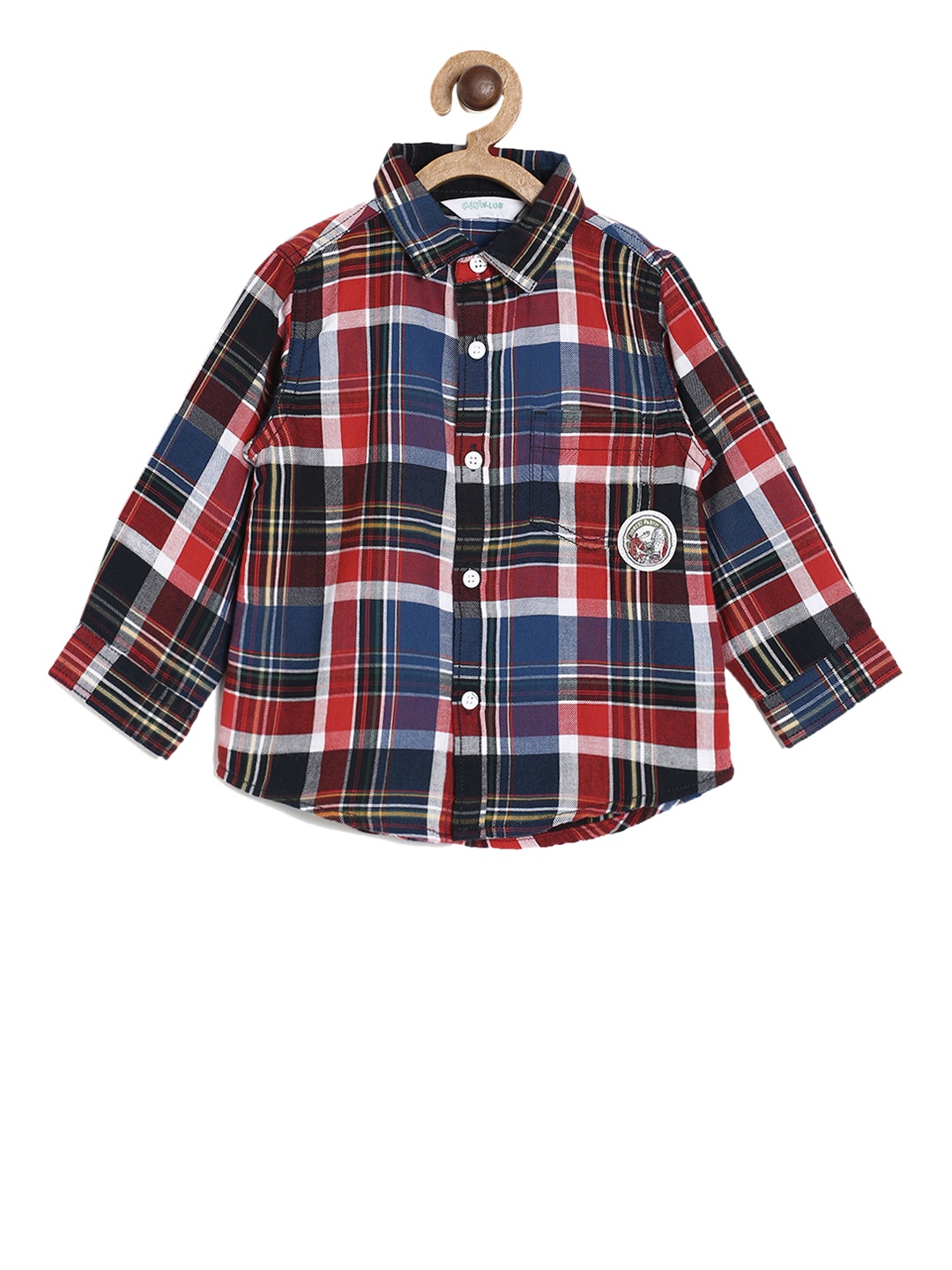 

MINI KLUB Boys Red & Blue Regular Fit Checked Casual Shirt