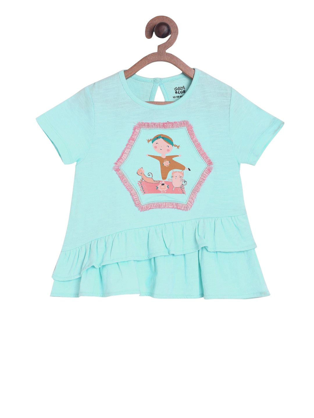 

MINI KLUB Girls Turquoise Blue Printed Peplum Top