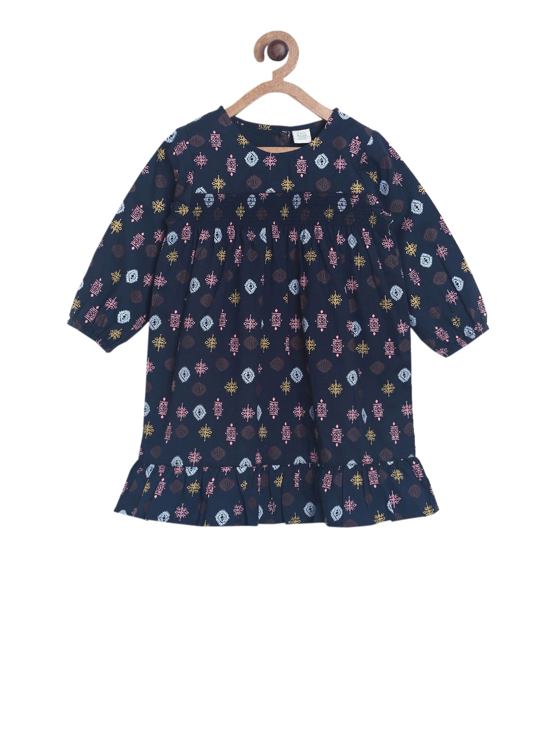 

MINI KLUB Girls Blue Printed Pure Cotton Top, Multi