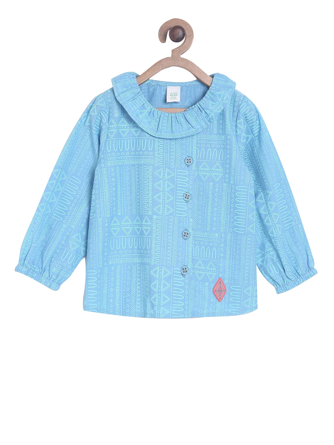 

MINI KLUB Girls Blue Printed Pure Cotton Top