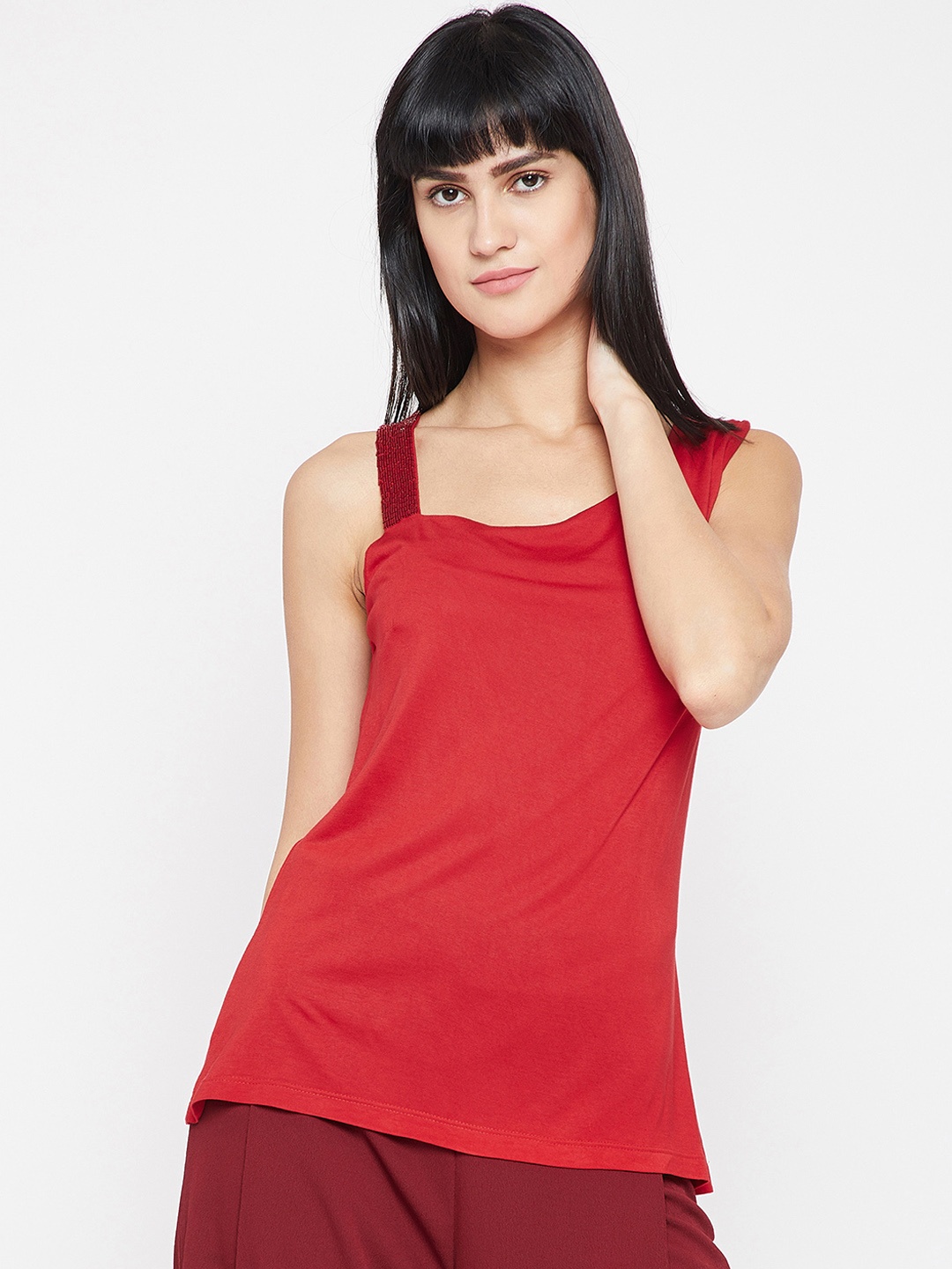 

Marie Claire Women Red Solid Top