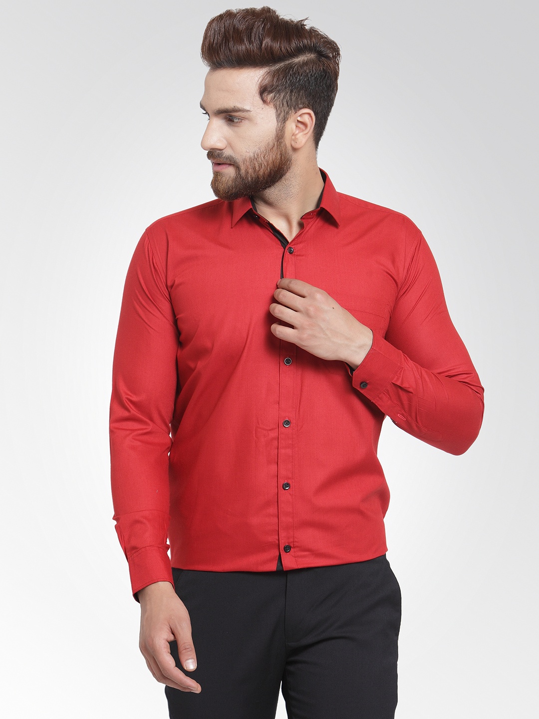 

JAINISH Men Red Classic Slim Fit Solid Formal Shirt