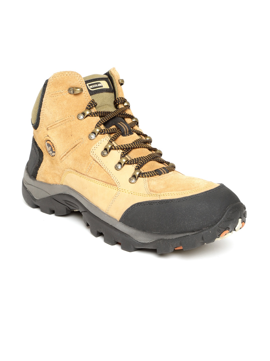

Woodland Men Mustard Yellow Solid Leather Mid-Top Sneakers