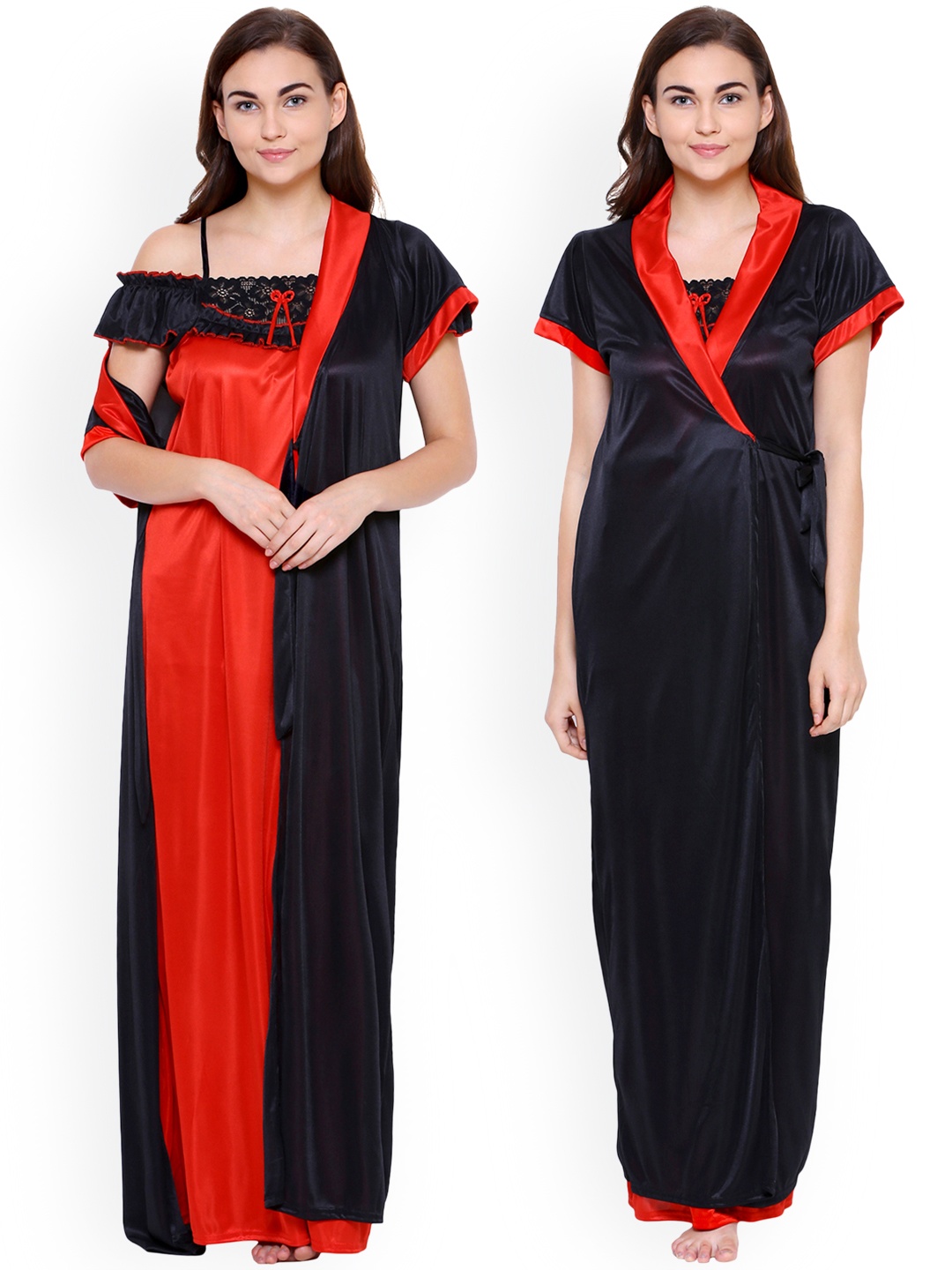 

Secret Wish Black & Red Solid Nightdress