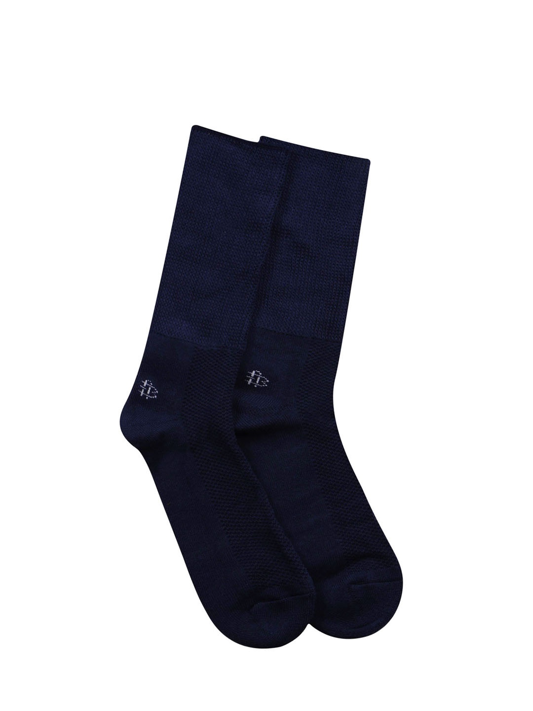 

Bonjour Men Navy Blue Patterned Calf Length Socks