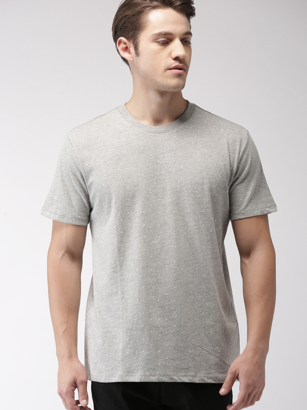 

FOREVER 21 Men Grey Printed Round Neck T-shirt