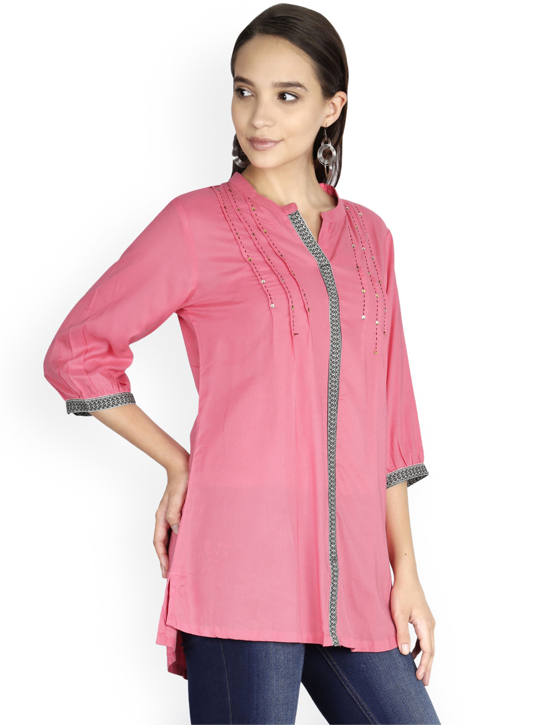 

Alena Women Pink Solid High-Low Kurti