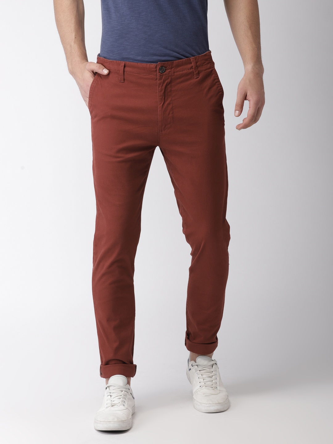 

FOREVER 21 Men Rust Regular Fit Solid Chinos