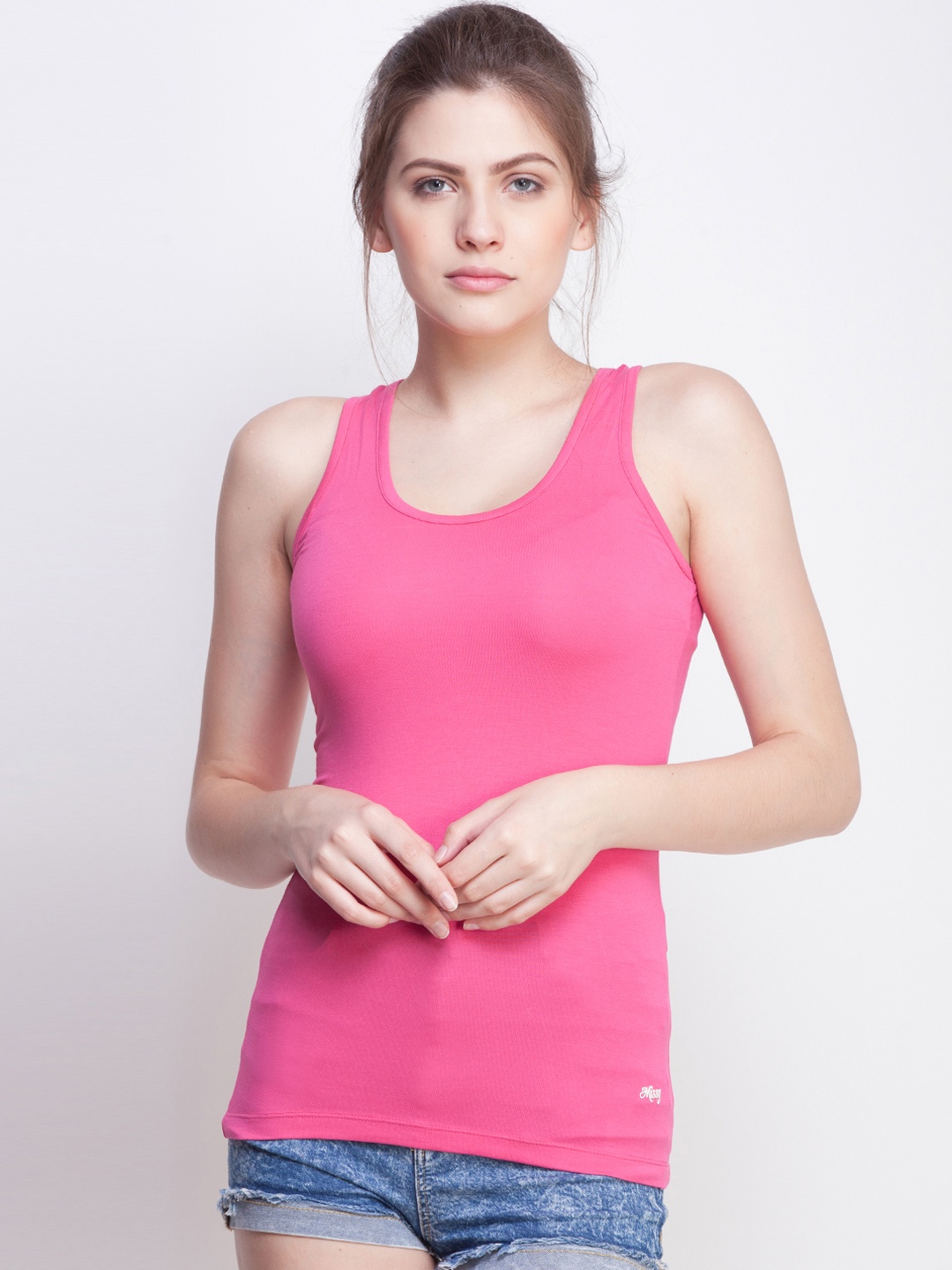 

Dollar Missy Women Pink Solid Tank Top
