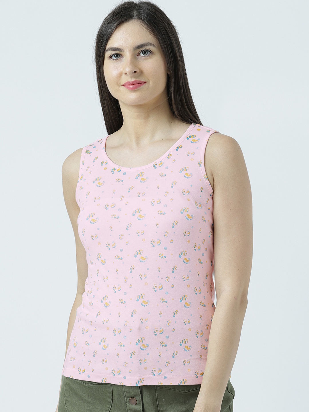 

Huetrap Women Pink Printed Tank Top