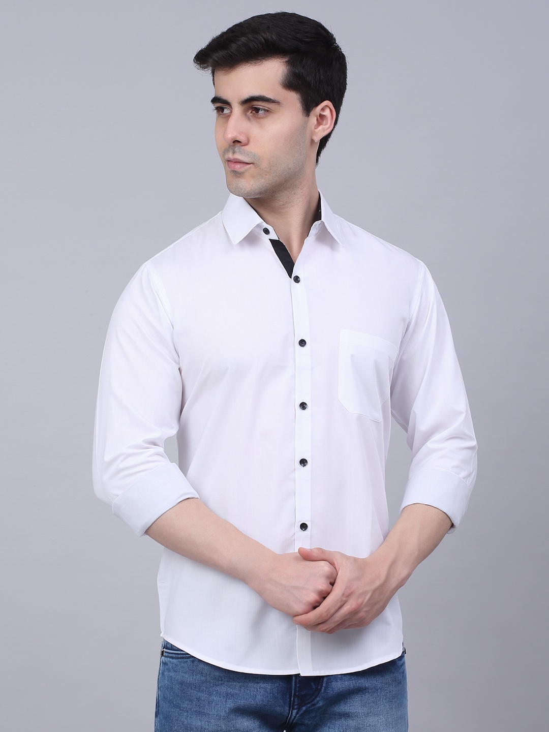 

JAINISH Men White Classic Slim Fit Solid Casual Shirt