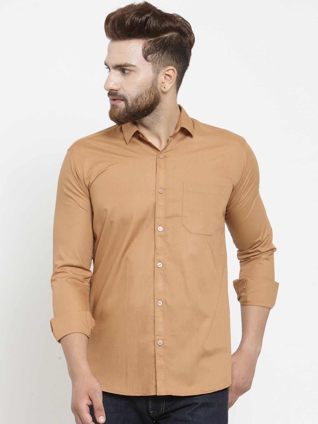 

JAINISH Men Brown Classic Slim Fit Solid Casual Shirt