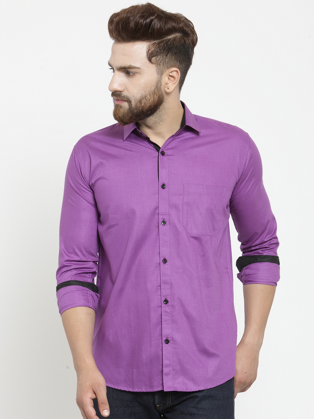 

JAINISH Men Purple Classic Slim Fit Solid Casual Shirt