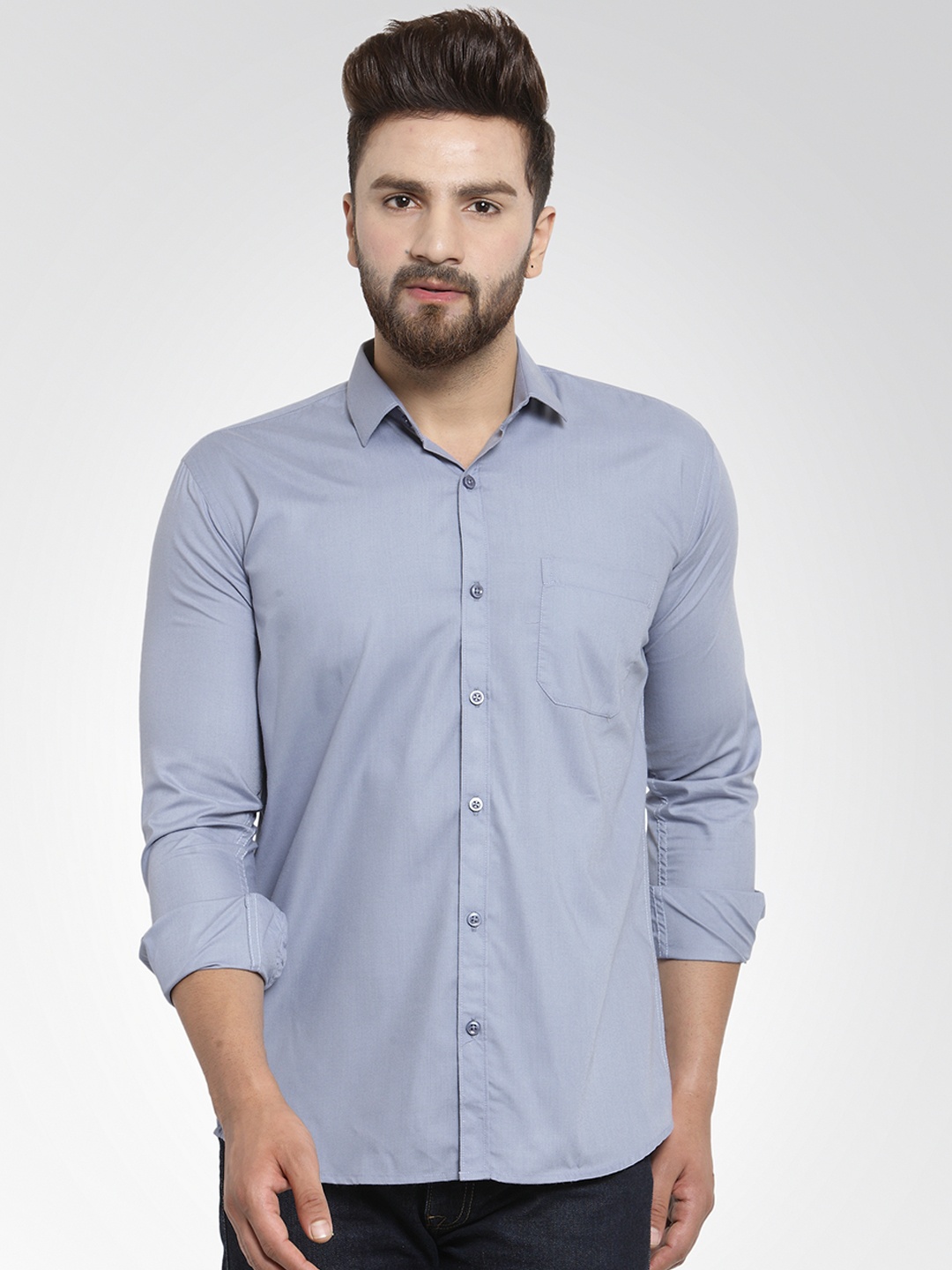 

JAINISH Men Grey Classic Slim Fit Solid Casual Shirt