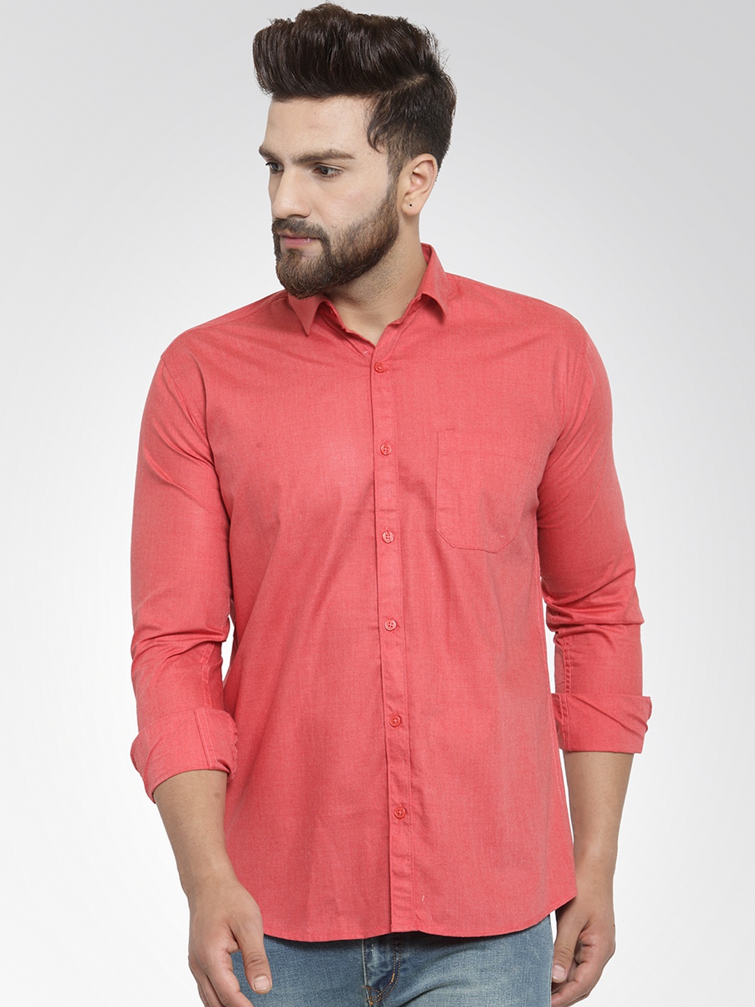 

JAINISH Men Coral Classic Slim Fit Solid Casual Shirt