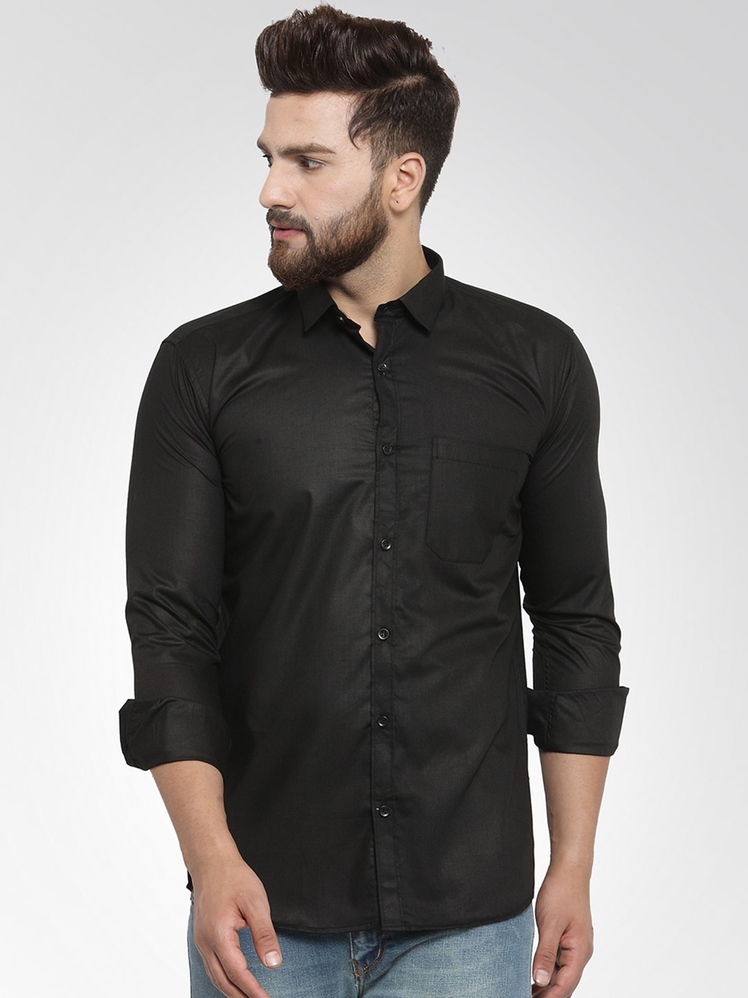

JAINISH Men Black Classic Slim Fit Solid Casual Shirt