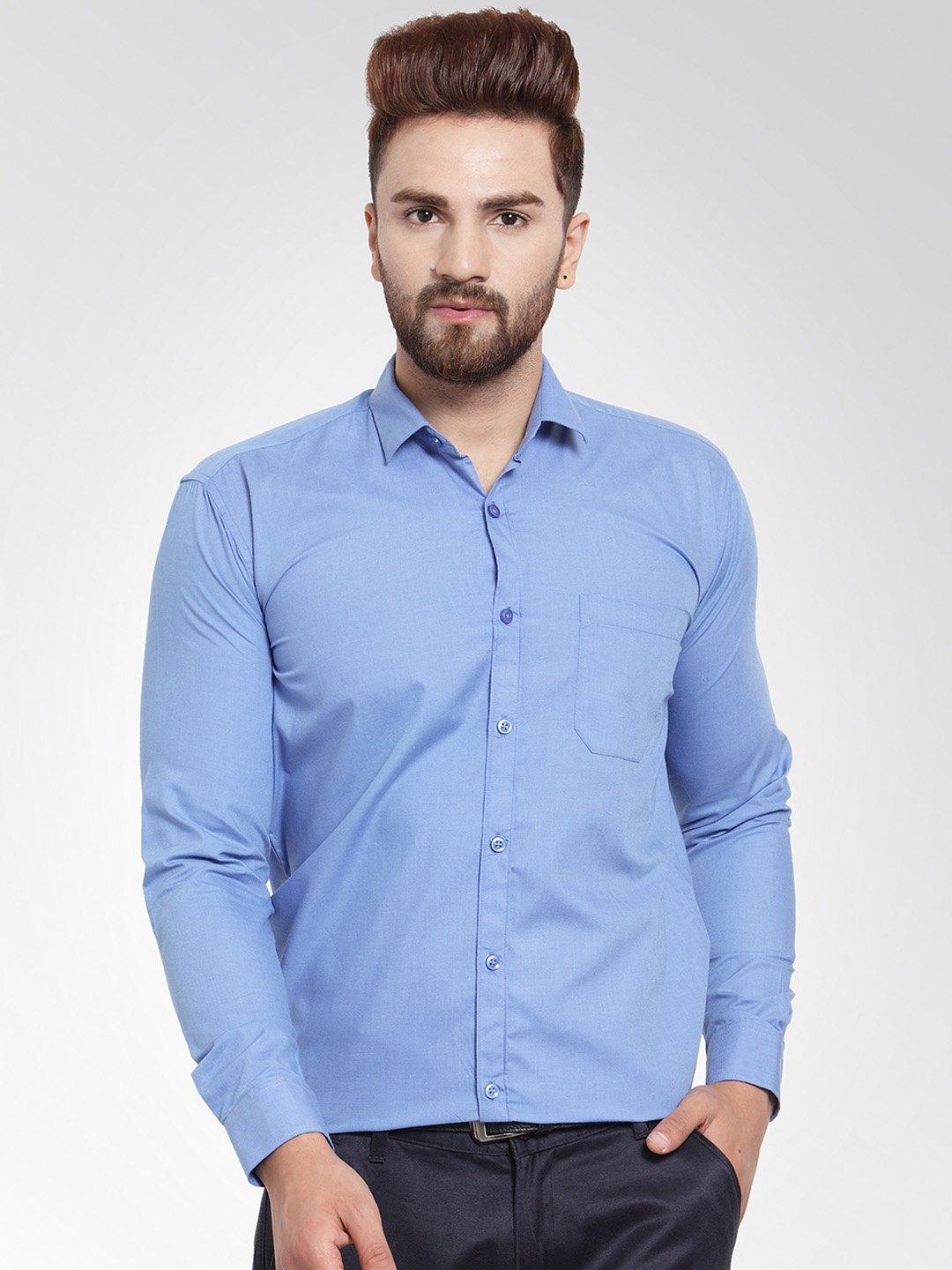 

JAINISH Men Blue Classic Slim Fit Solid Formal Shirt