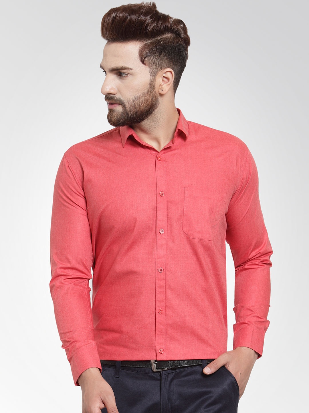 

JAINISH Men Red Classic Slim Fit Solid Formal Shirt