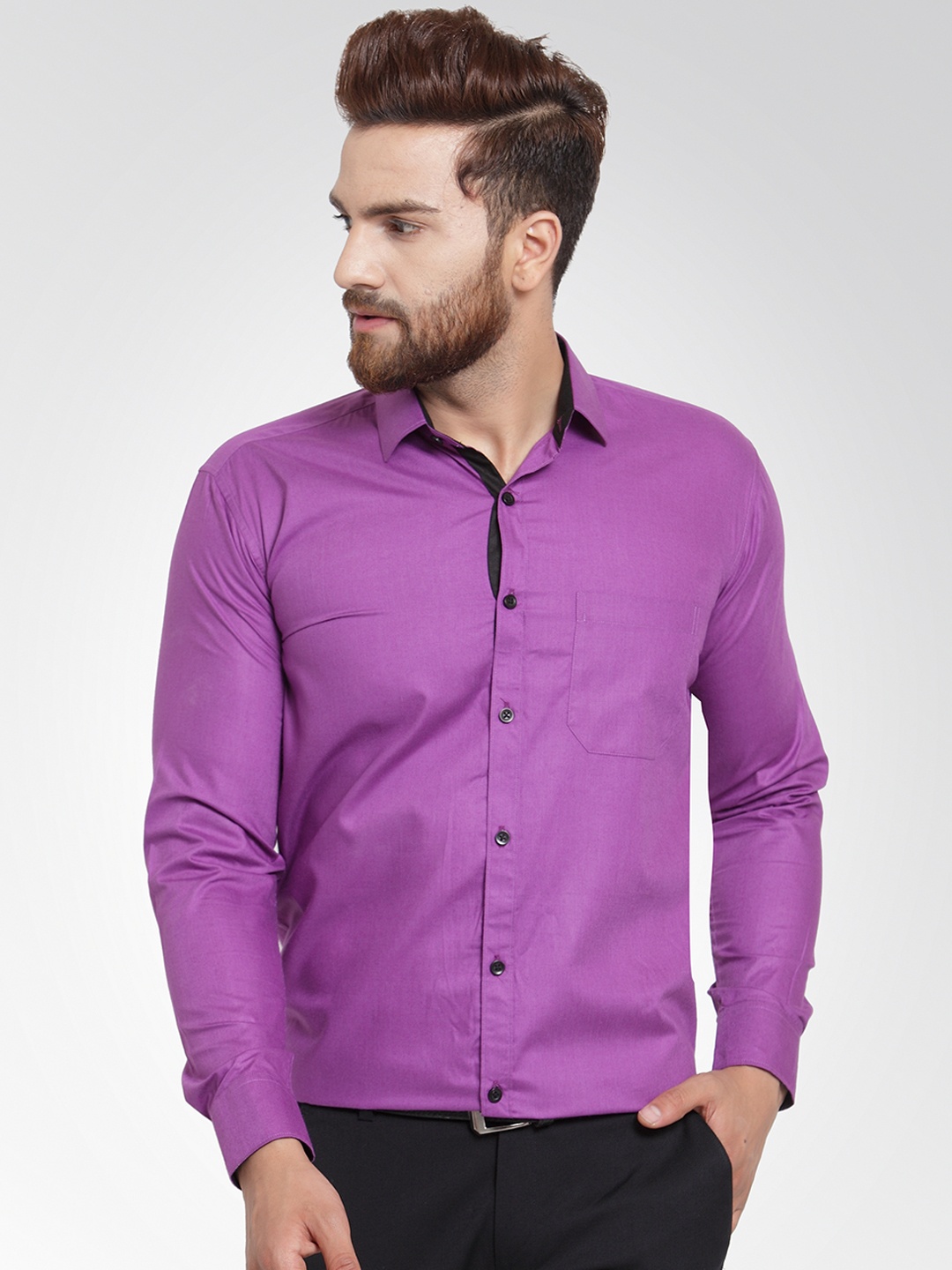 

JAINISH Men Purple Classic Slim Fit Solid Formal Shirt