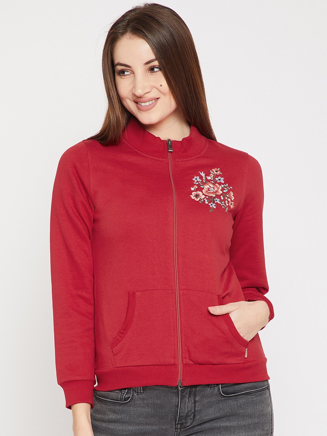 

RARE Women Red Solid Sweatshirt