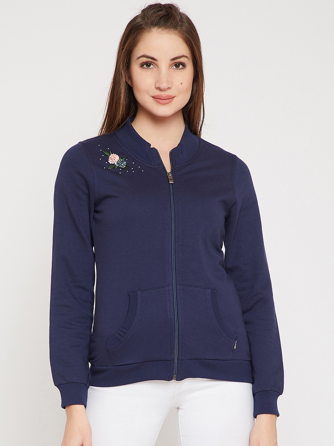 

RARE Women Navy Blue Solid Sweatshirt