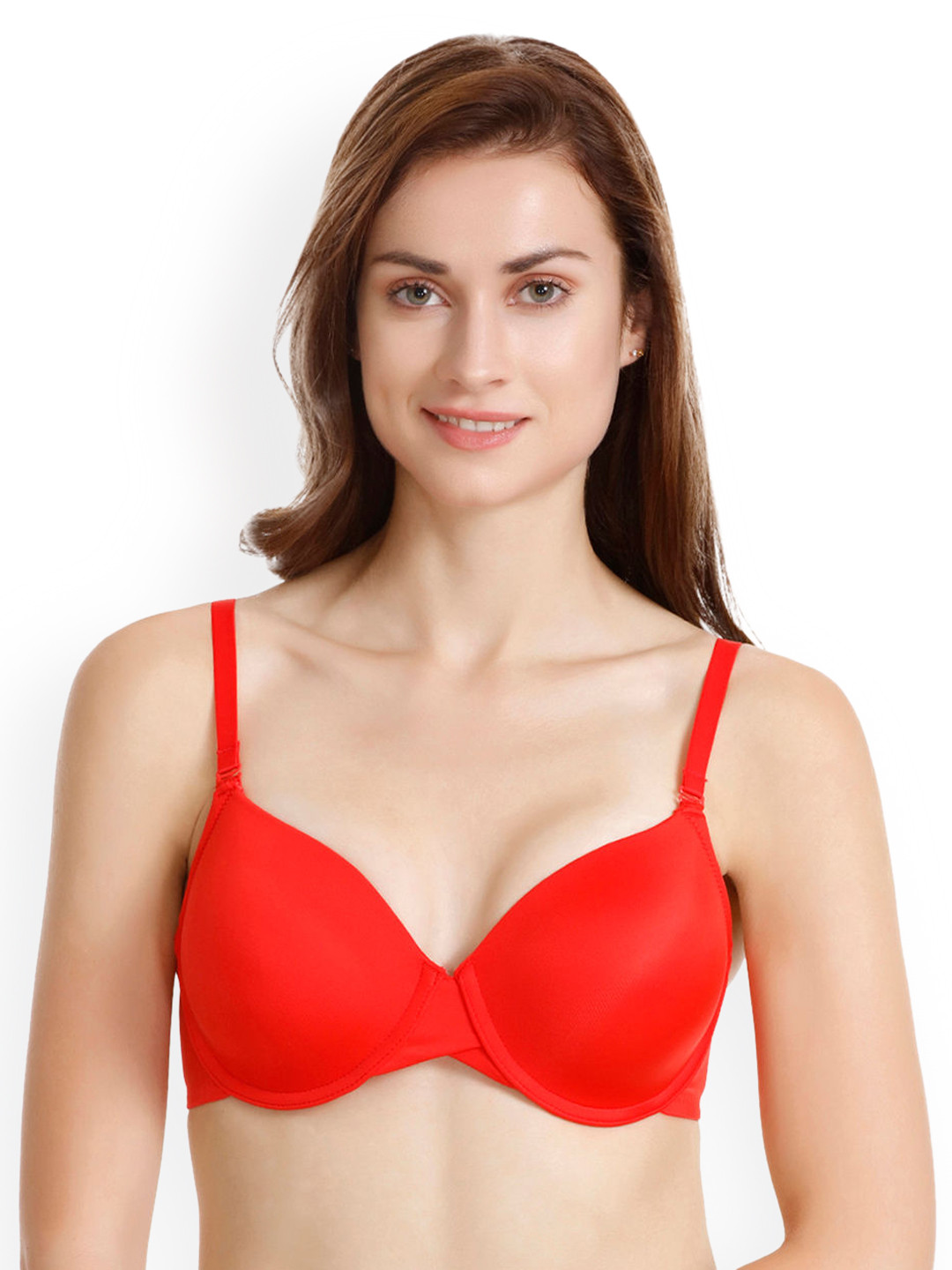 

Zivame Red & Red Solid Underwired Lightly Padded T-shirt Bra