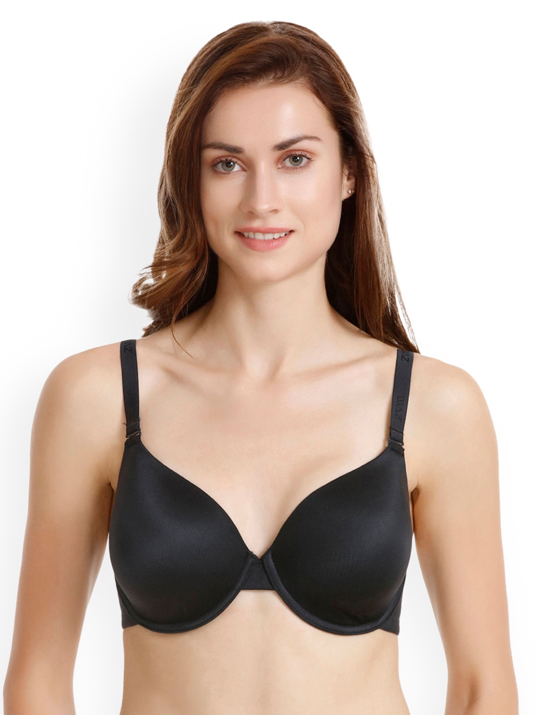 

Zivame Black & Black Solid Underwired Lightly Padded T-shirt Bra