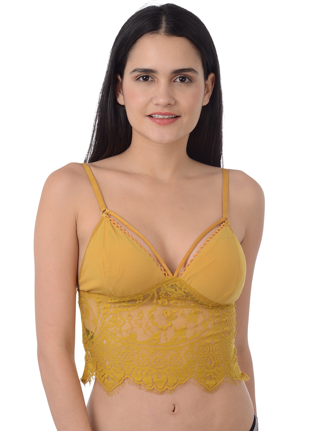

Da Intimo Mustard Yellow Solid Non-Wired Non Padded Bralette Bra DI1085