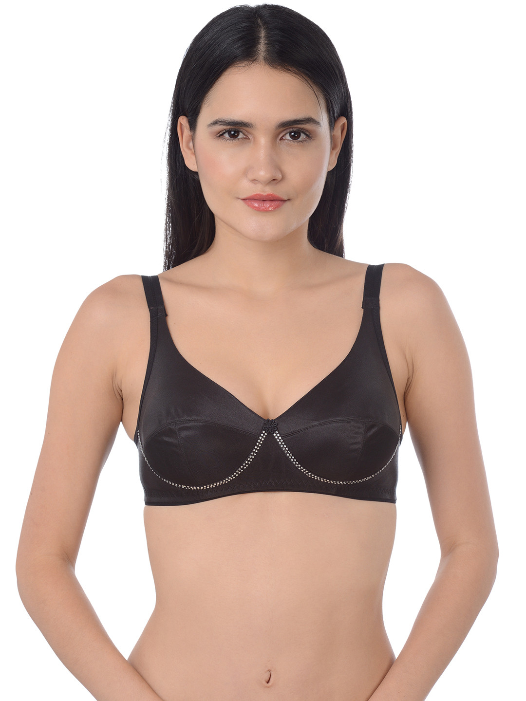 

Da Intimo Black Non-Wired Studded Non Padded Everyday Bra