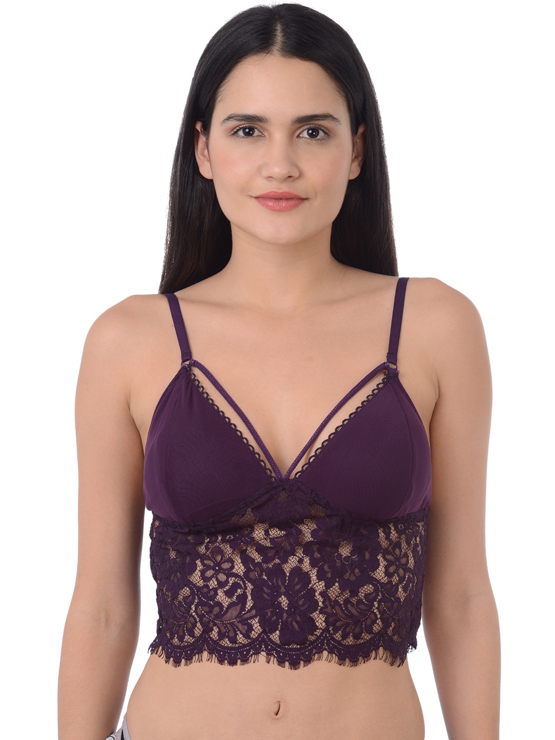 

Da Intimo Purple Solid Non-Wired Non Padded Bralette Bra DI1088