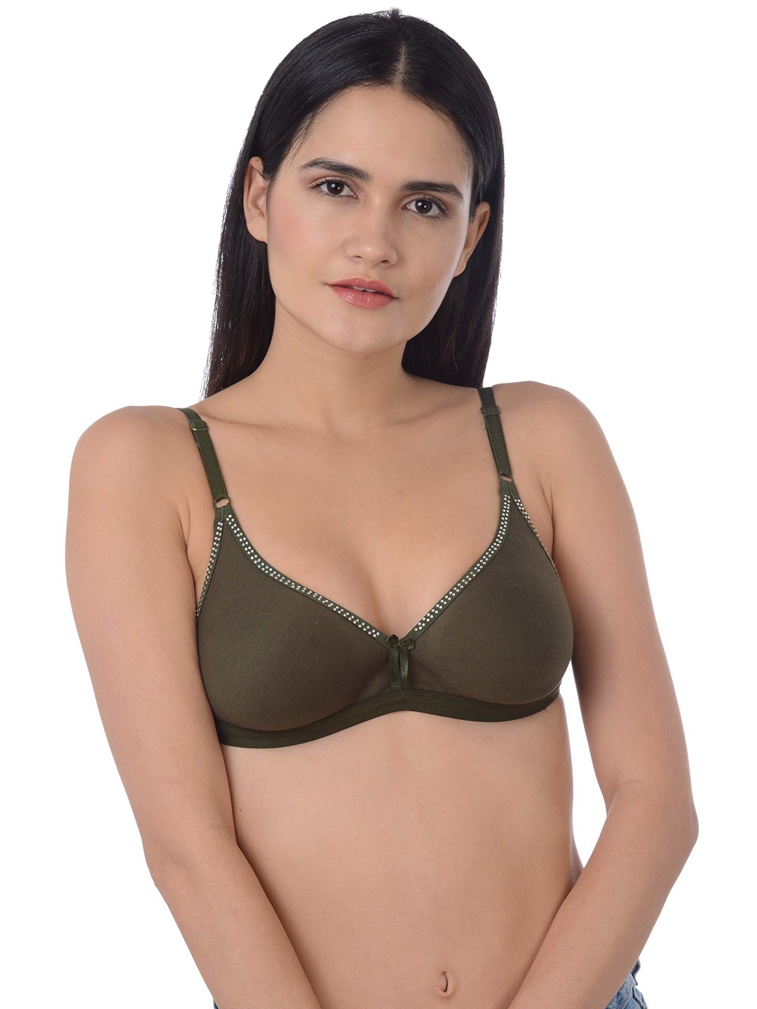

Da Intimo Olive Green Solid Non-Wired Non Padded Everyday Bra