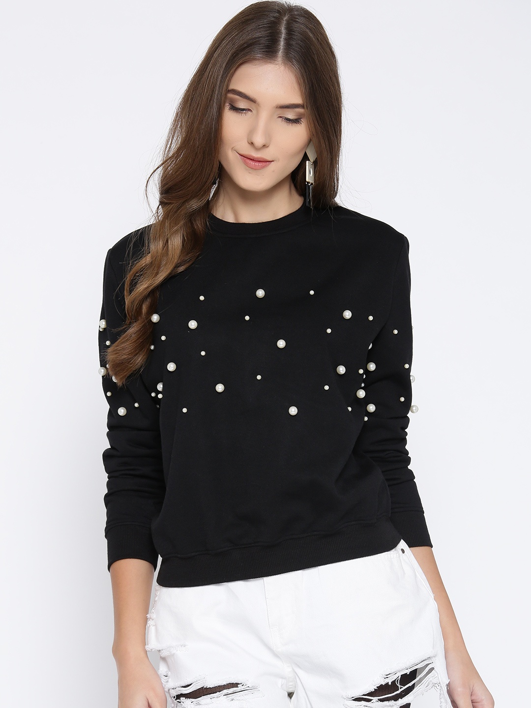 

Athena Women Black Embellished Sweatshirt