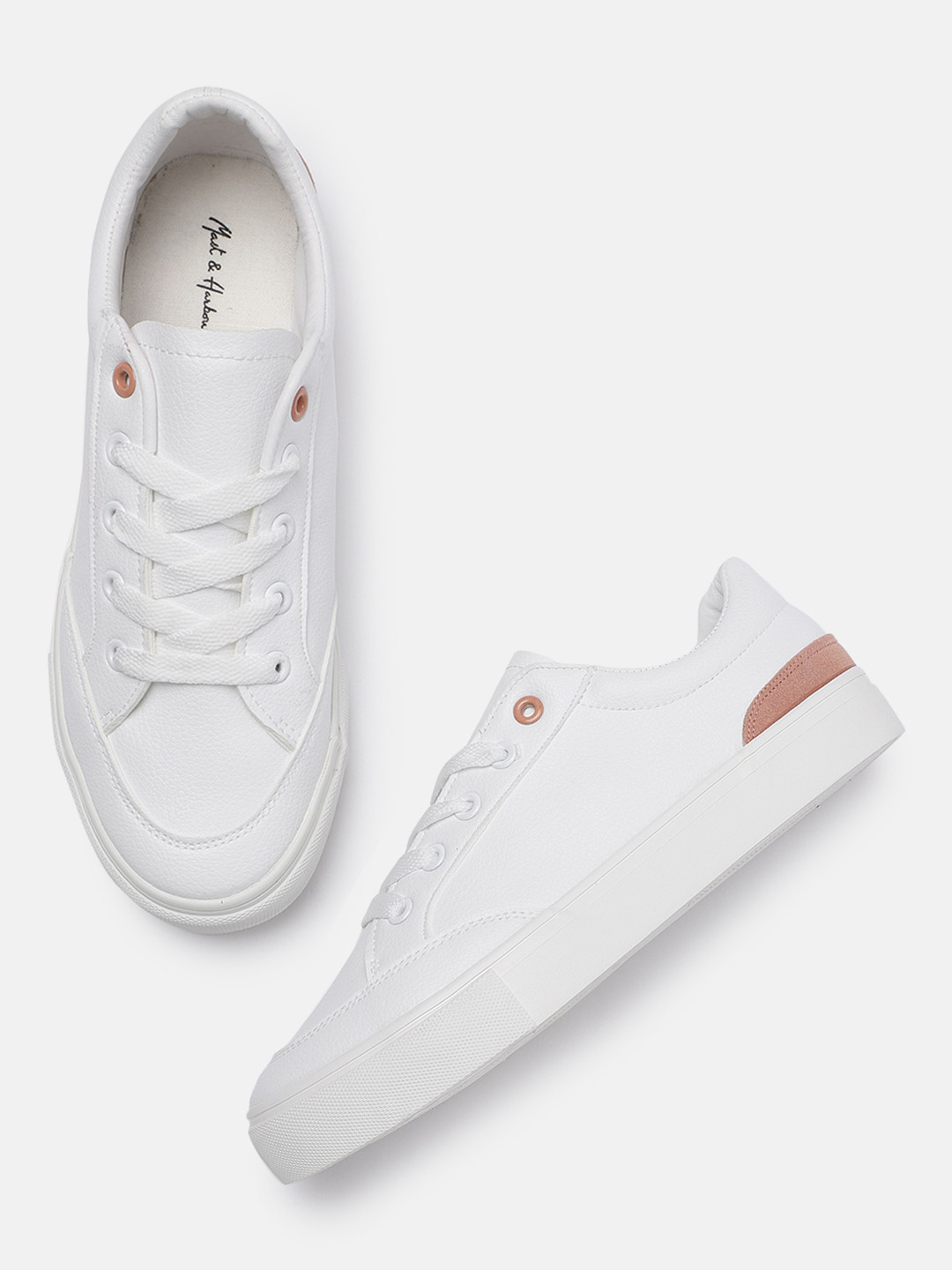 

Mast & Harbour Women White Solid Sneakers
