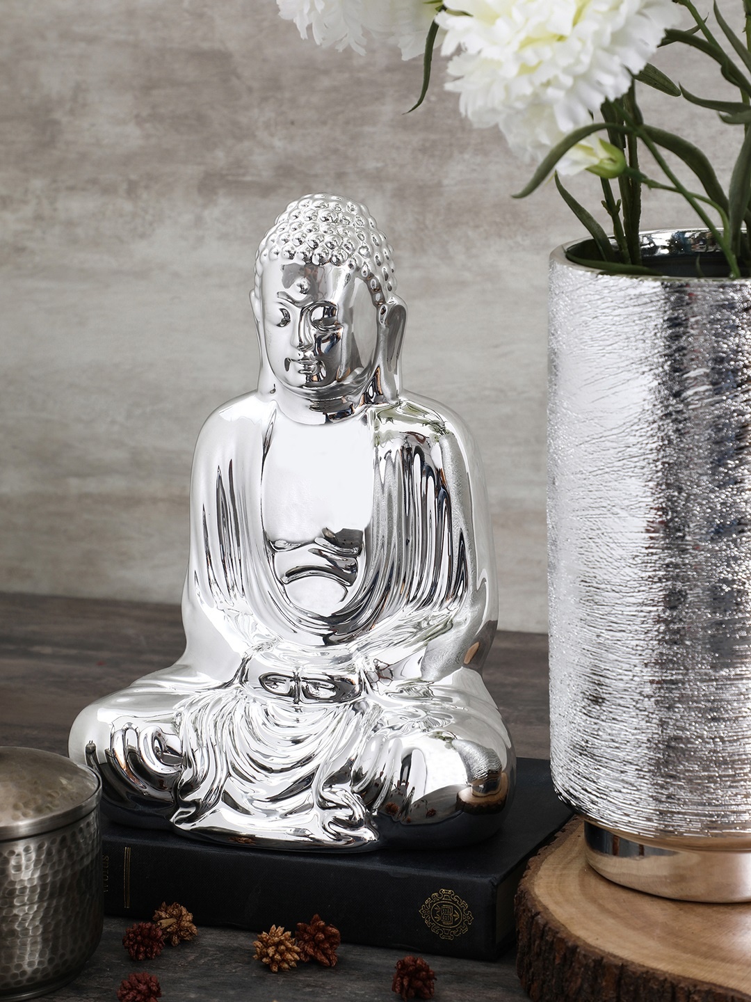 

Pure Home and Living Silver-Toned Buddha Showpiece