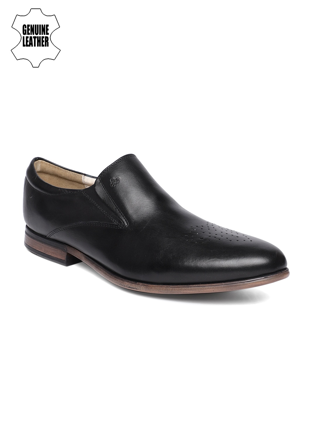 

Arrow Men Black Formal Leather Slip-On Shoes