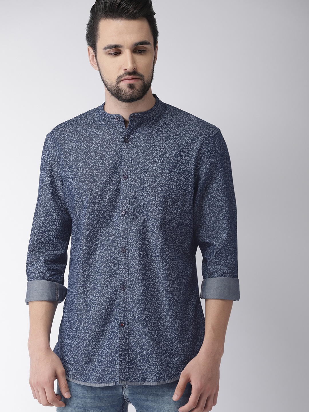

Celio Men Blue Regular Fit Printed Casual Shirt