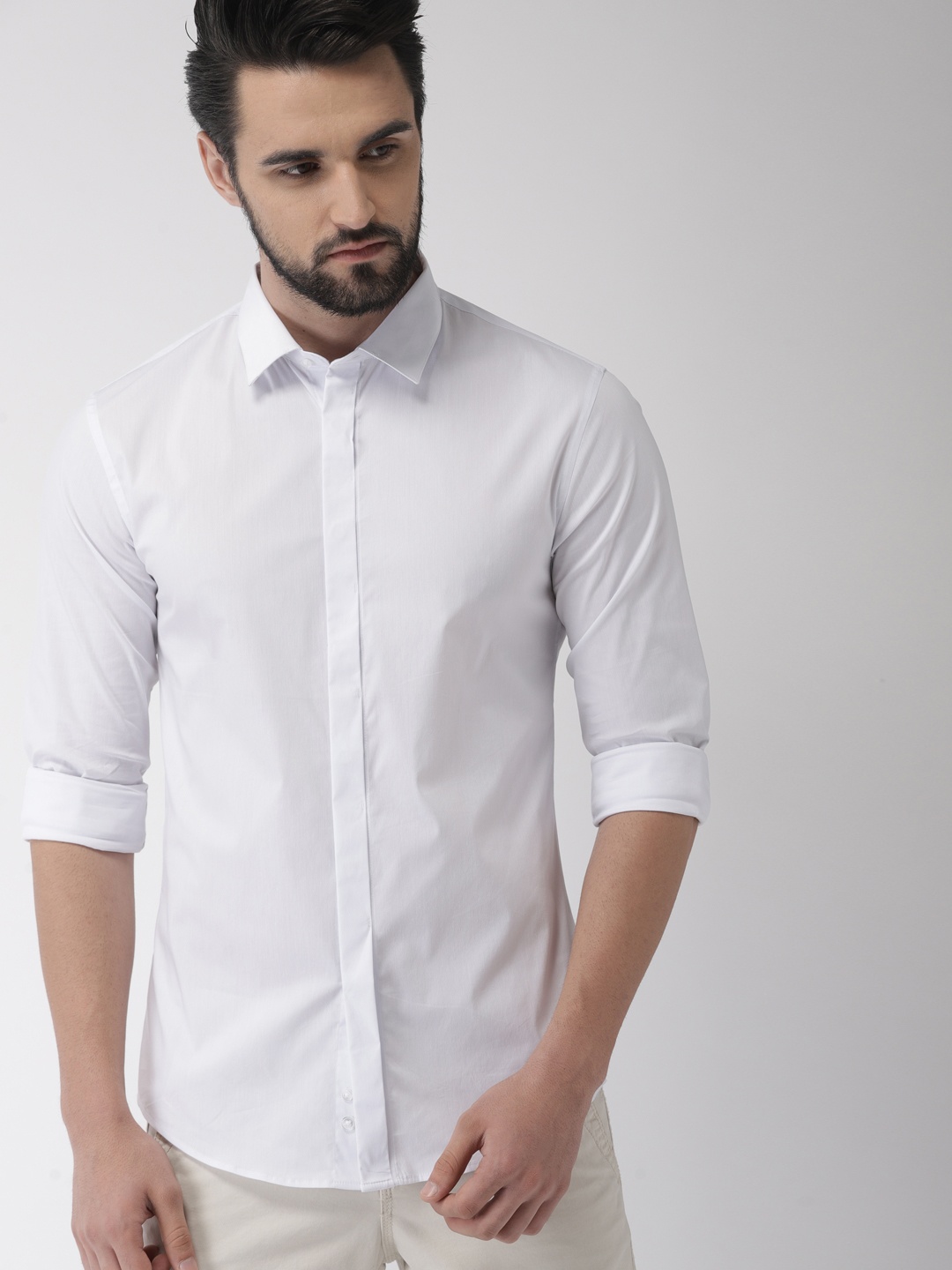 

Celio Men White Skinny Fit Solid Casual Shirt