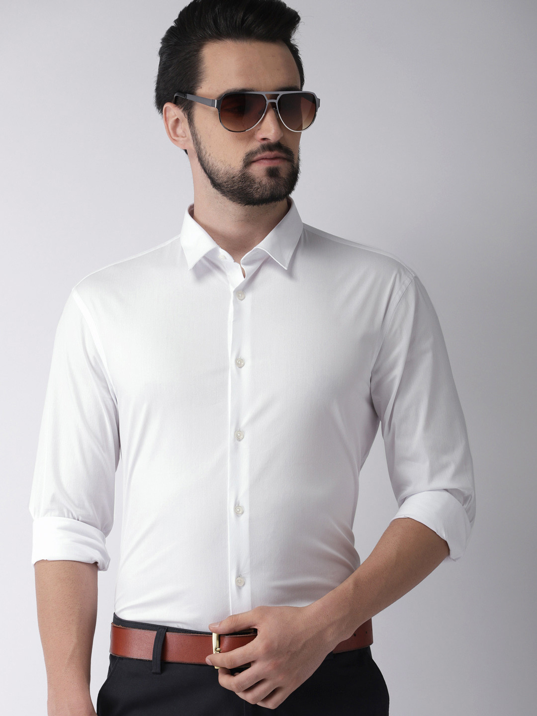 

Celio Men White Slim Fit Solid Smart Casual Shirt
